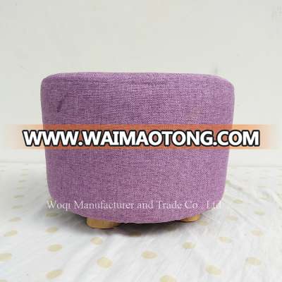 2017High quality Country Style single seat solid wood fabric Pouf Ottoman Round Comfortable Multi color Seat Footstool